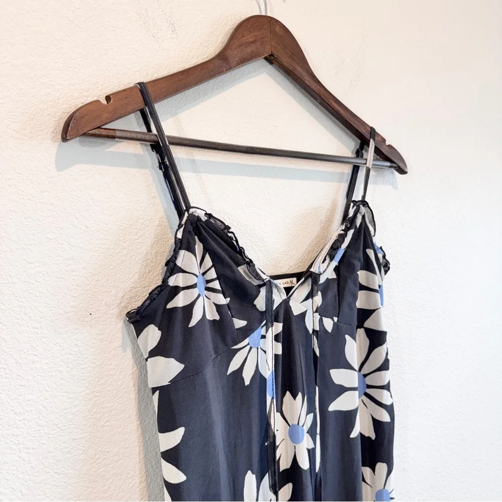 Y2K Coquette Mesh Daisy Slip Dress Blue Floral Sheer Maxi Midi American Eagle S
